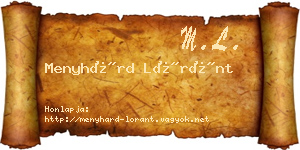Menyhárd Lóránt névjegykártya